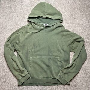 Zara X TwoJeys Collab Hoodie Sweatshirt Men's Medium Green Designer Distressed